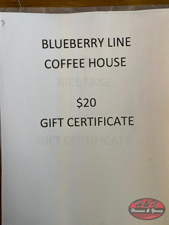 Blueberry Line Coffee House $20 Gift Certificate