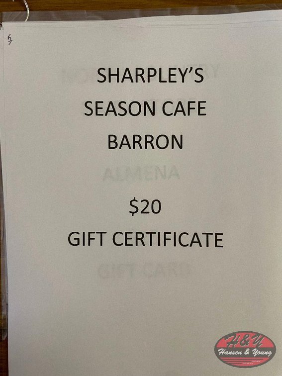 Sharpley's Season Cafe - Barron, WI - $20 Gift Certificate