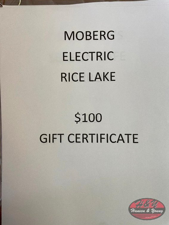 Moberg Electric $100 Gift Certificate