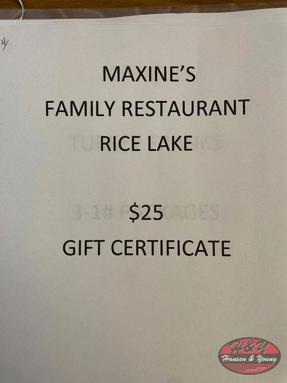 Maxine's Family Restaurant $25 Gift Certificate