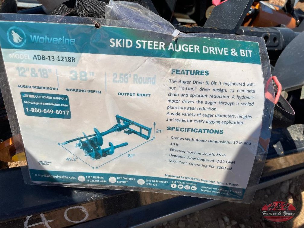 Skidsteer Auger Drive & Bit