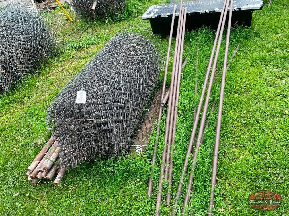 Roll of Chain Link Fence with Posts and Rails