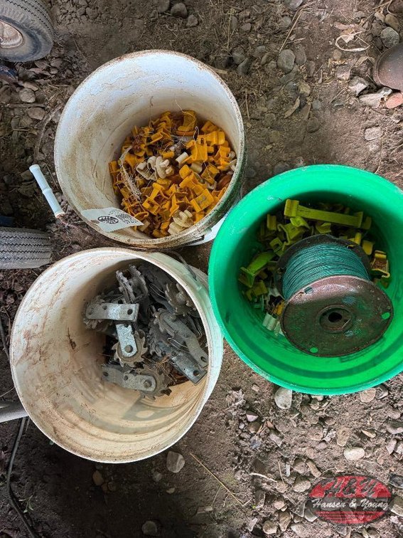 (3) Buckets of Fencing Supplies