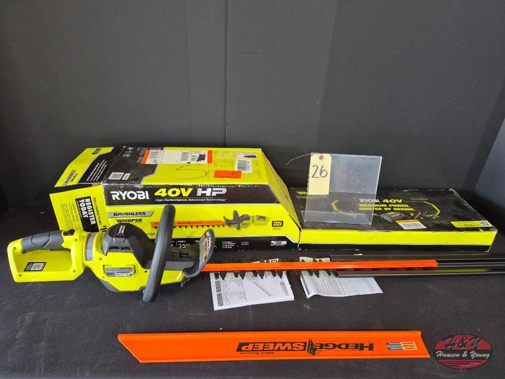 New Open Box Ryobi 40v HP Brushless Whisper 26" Cordless Hedge Trimmer (Tool Only)