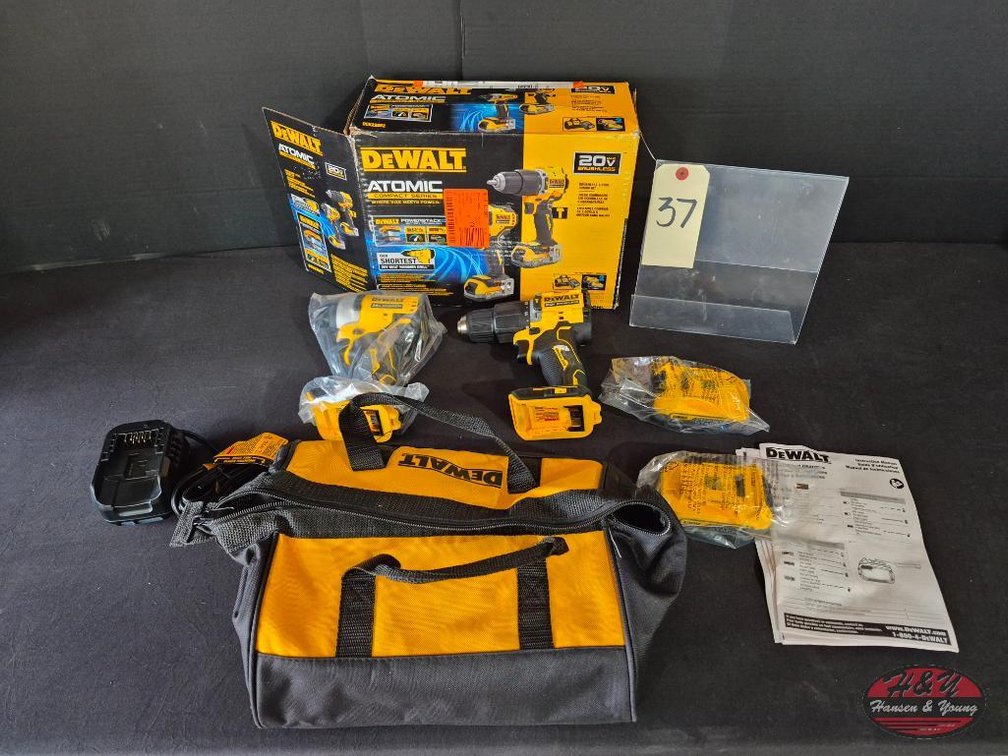 New Open Box DEWALT 20V MAX Lithium-Ion Cordless 2-Tool Combo Kit with (2) POWERSTACK 1.7Ah Batteries and Charger Model # DCK226E2