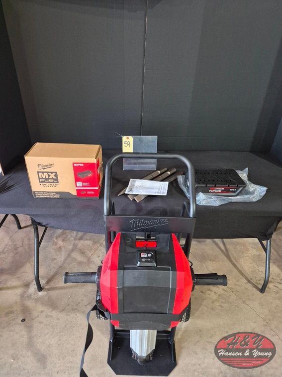 Brand New Open Box Milwaukee MX FUEL Lithium-Ion Cordless 1-1/8 in. x 25.1 in Breaker with Battery, Charger, & MX8. 0 Battery Model # MXF368-1XC-MXFXC608 Includes: (1) MX FUEL breaker, (1) MX FUEL XC406 battery, (1) MX FUEL charger, (3) chisels (1) Cart