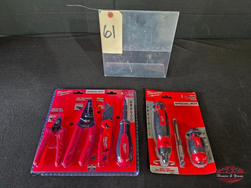 Brand New Milwaukee 14-in-1 Ratcheting Multi-Bit Screwdriver and 8-in-1 Compact Multi-Bit Screwdriver (2-Pack) Model # 48-22-2906 and Brand New Milwaukee Electrician's Hand Tool Kit (4-Piece) Model # 48-22-6119