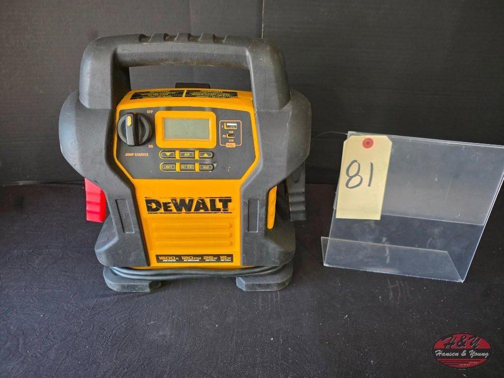 Used DEWALT 1600-Peak Amp Portable Jump Starter with Digital Compressor and USB Power Bank Model # DXAEJ14