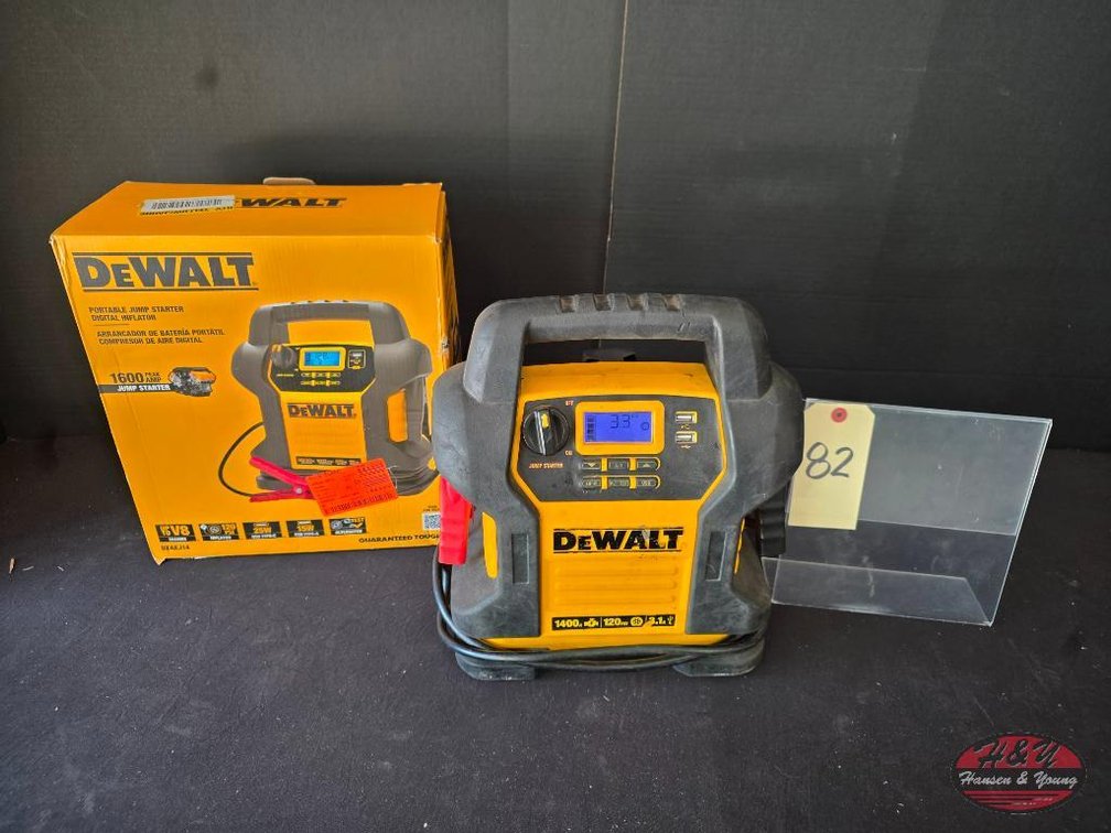 Used DEWALT 1600-Peak Amp Portable Jump Starter with Digital Compressor and USB Power Bank Model # DXAEJ14
