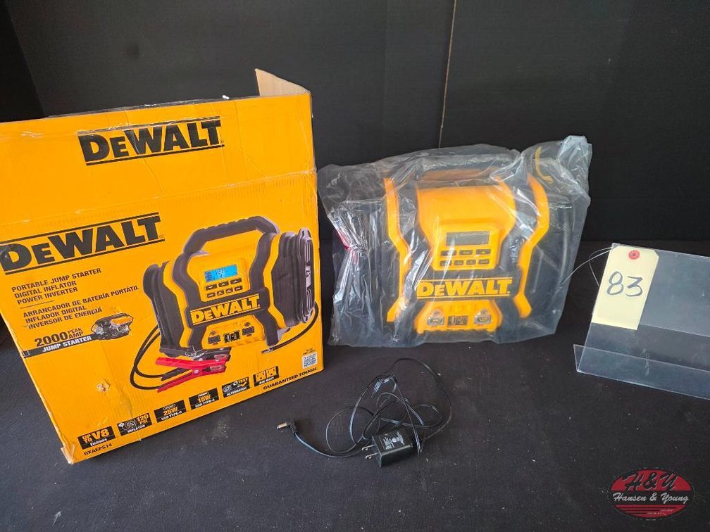 Used DEWALT 2000-Peak Amp Portable Jump Starter with Digital Compressor, USB and AC Power Bank Model # DXAEPS14