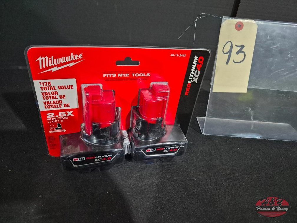 Brand New Milwaukee M12 12-Volt Lithium-Ion XC Extended Capacity 4.0 Ah Battery Pack (2-Pack) Model # 48-11-2442