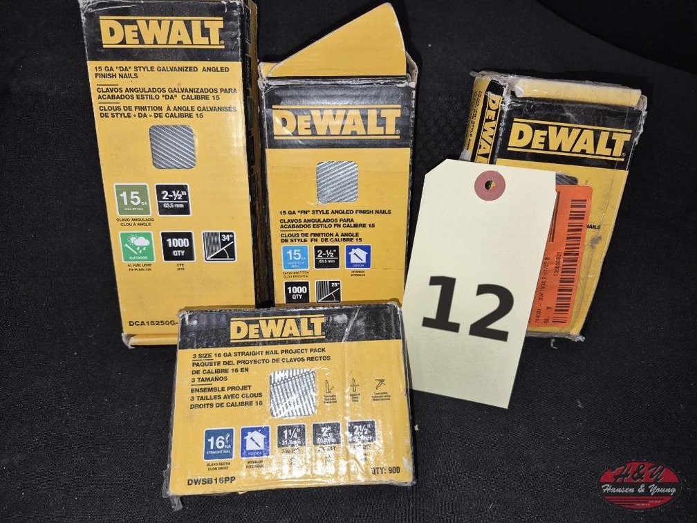 (4) NEW DeWalt 15 & 16 Ga Finish Nails