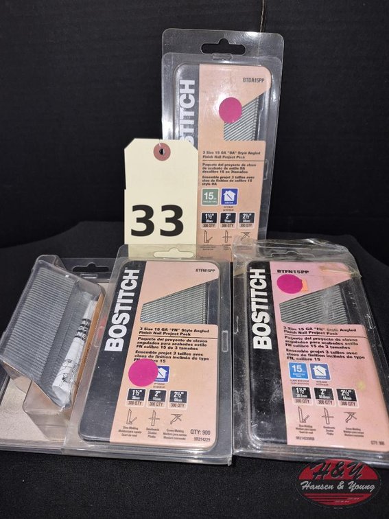 (4) NEW Bostitch 15 Ga Assorted Finish Nails