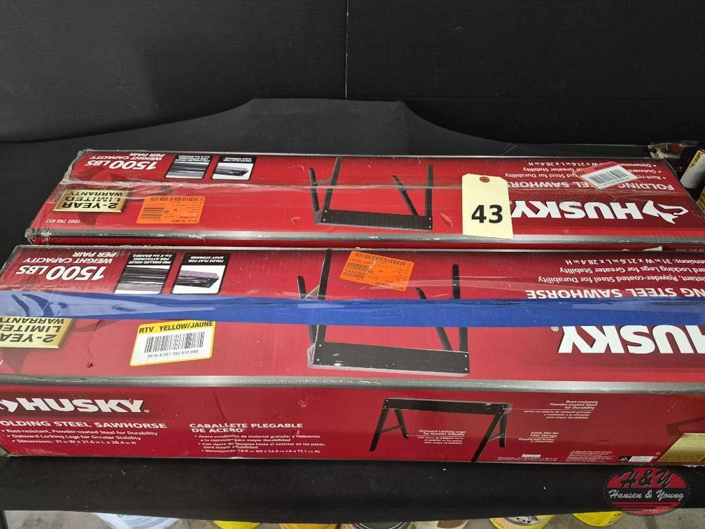 (2) NEW Husky Steel Folding Sawhorses