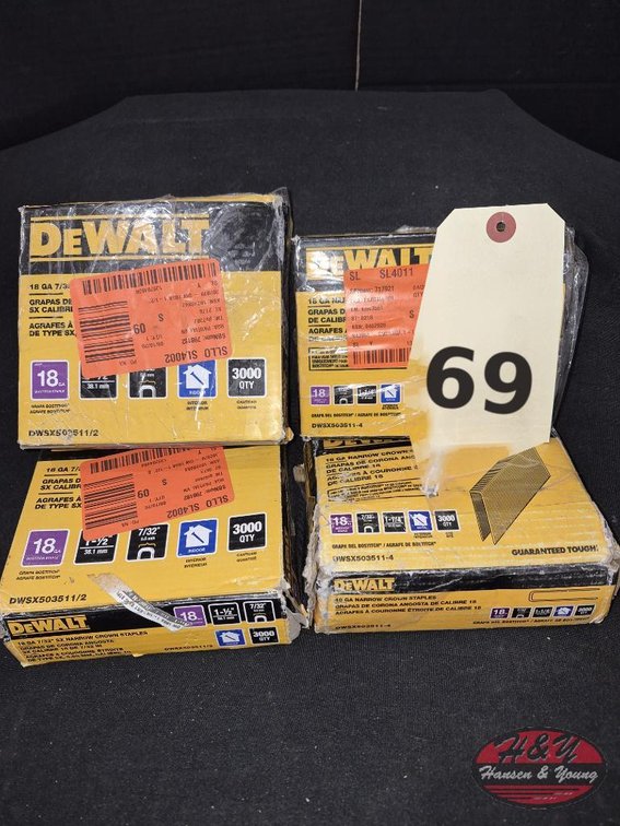 (4) DeWalt 18 Ga Narrow Crown Staples