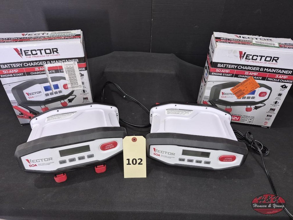 (2) NEW VECTOR 50-Amp Battery Chargers