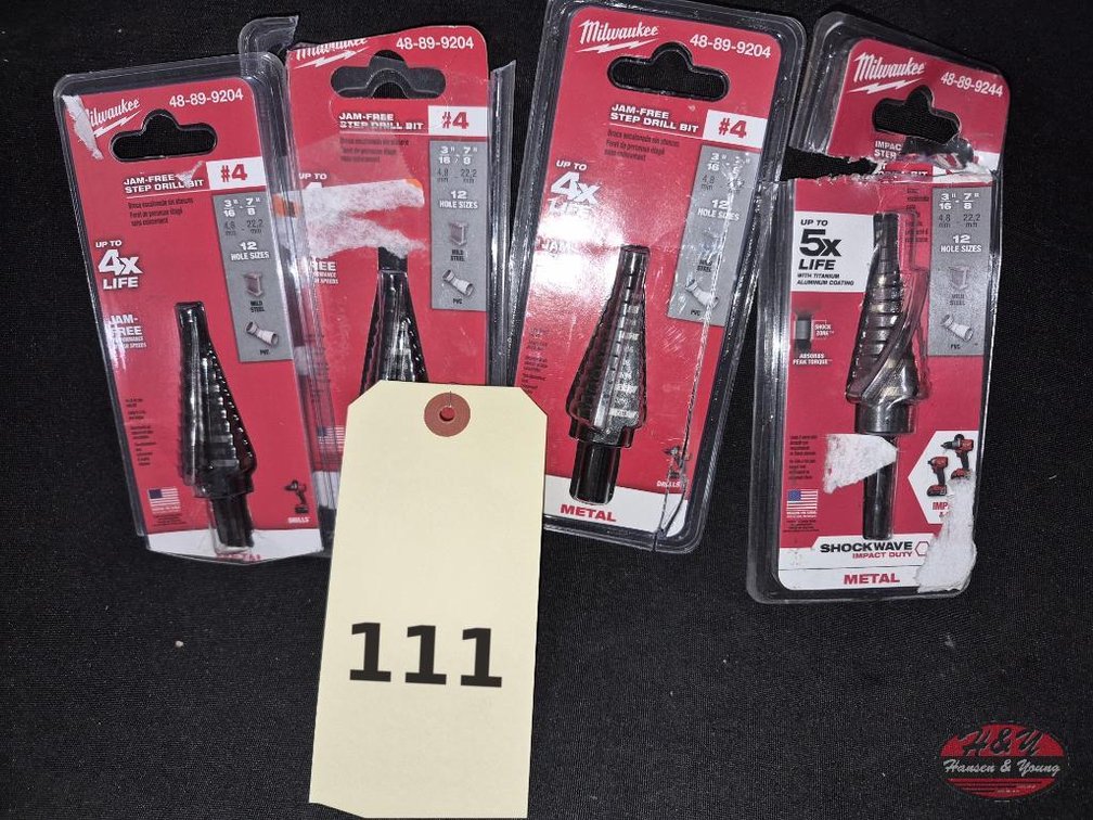 (4) NEW Milwaukee #4 Step Drill Bits
