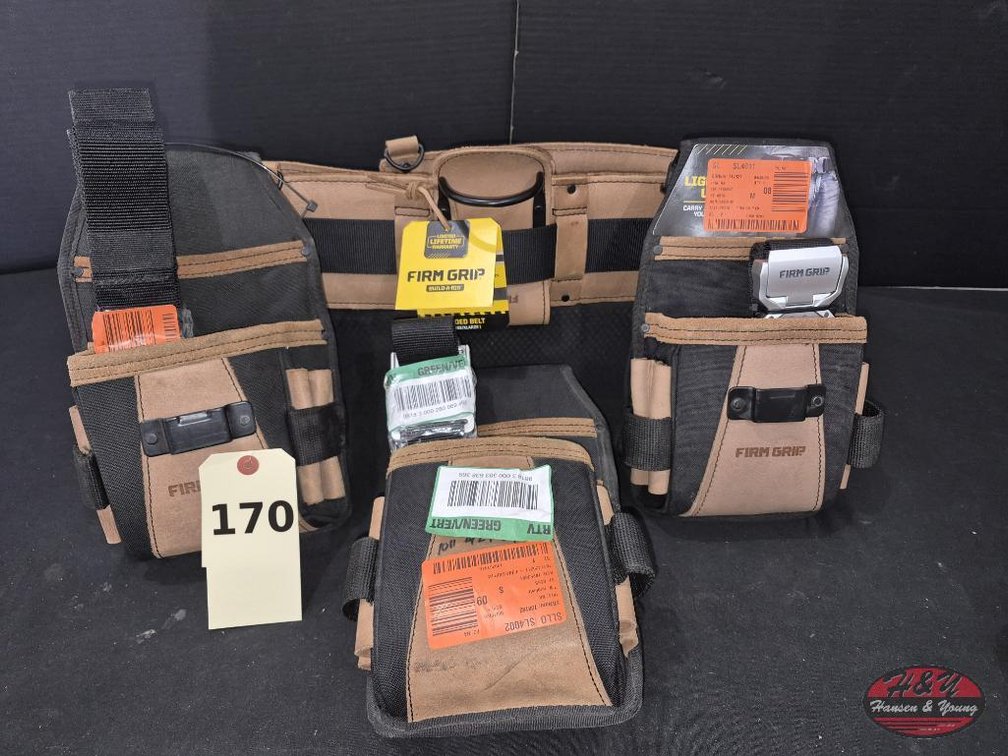 NEW FIRM GRIP Tool Belt Lot + Leather Belt