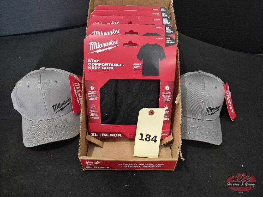 Milwaukee Work Tees (5) + FLEXFIT Hats (2)