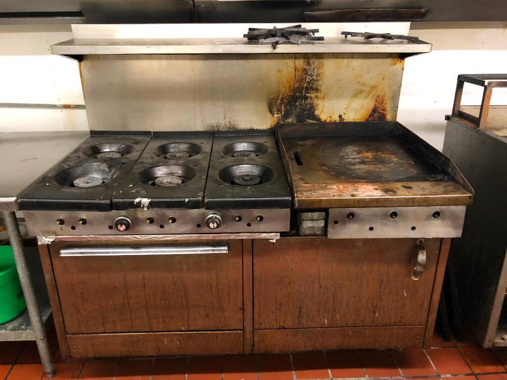 Commercial 6 Gas Burner Stove & Flat Top Griddle