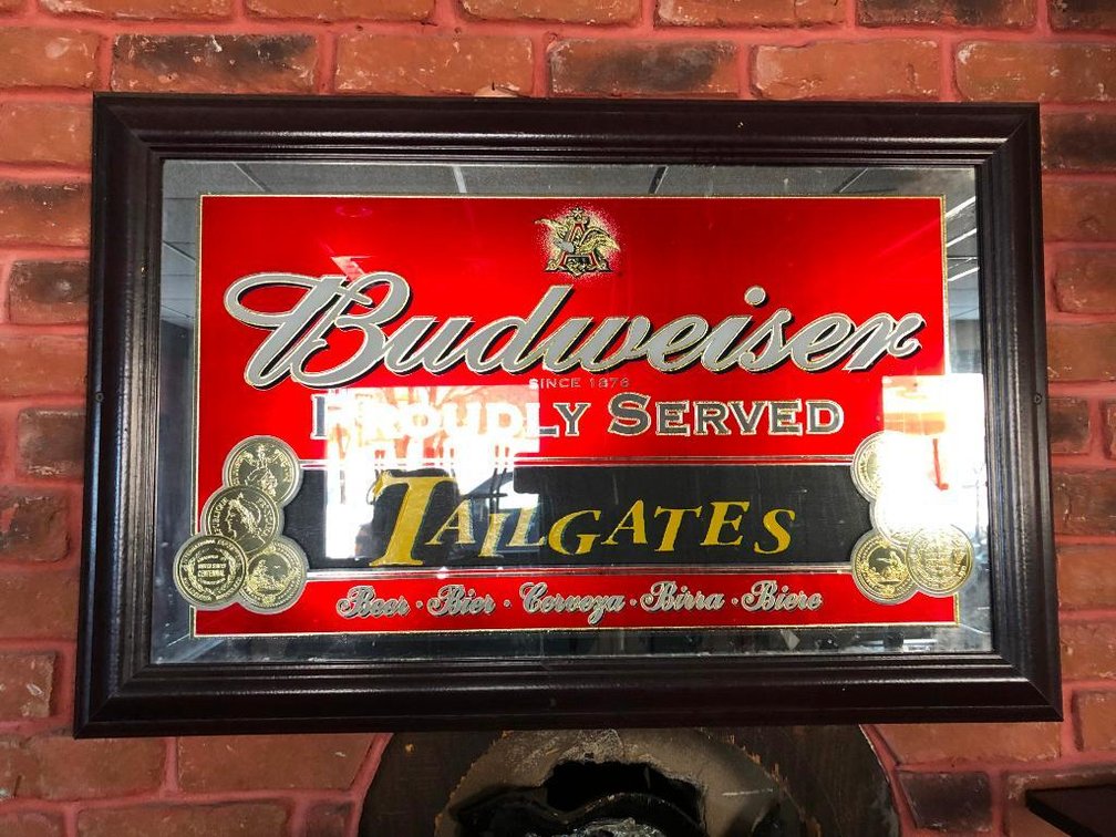 Budweiser Tailgates Mirror Beer Sign - 34.5''x22''