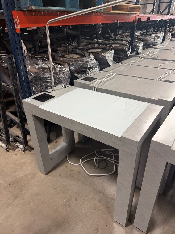 Commercial Manicure Table W/ Glass Insert, Light & Recessed Power Station (X2)