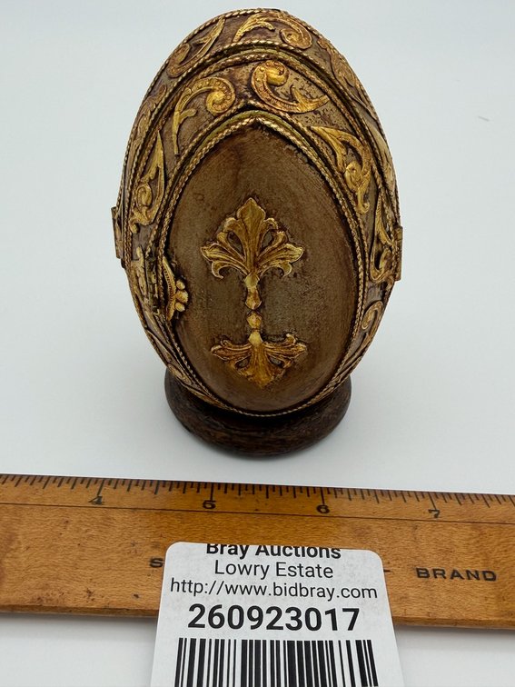 Handmade Faberge' Style Gold Antiqued “4 Seasons” Blown Egg