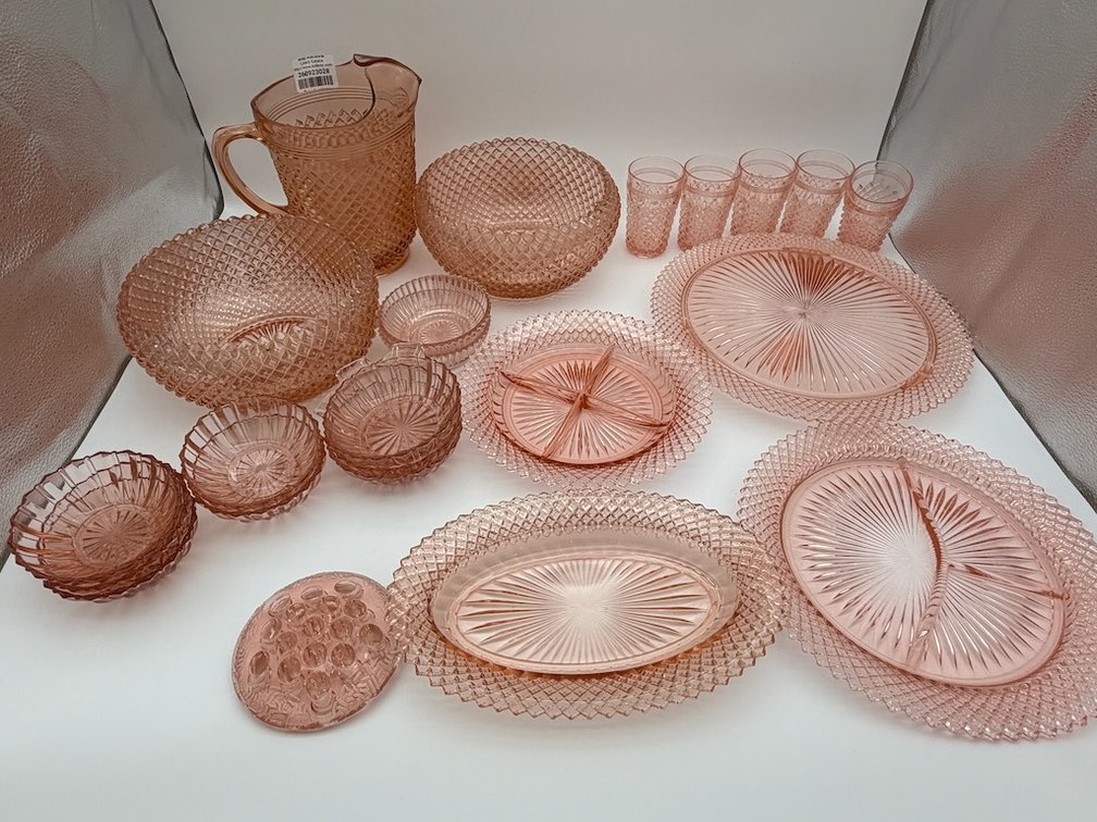Large Lot of Pink Depression Glassware