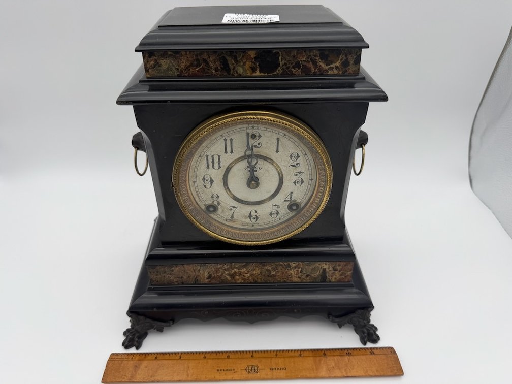Antique E. M. Welch Iron Mantle Clock W/ 8 Day Strike