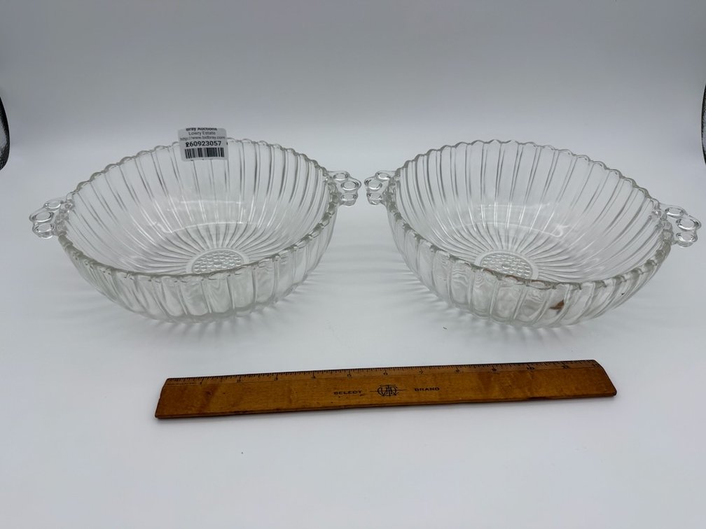 Lot of 2 Matching Glass Serving Bowls