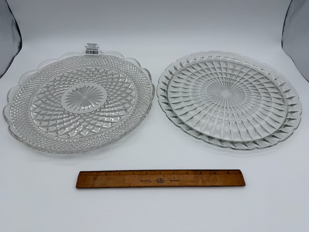 Lot of 2 Glass Cake Plates