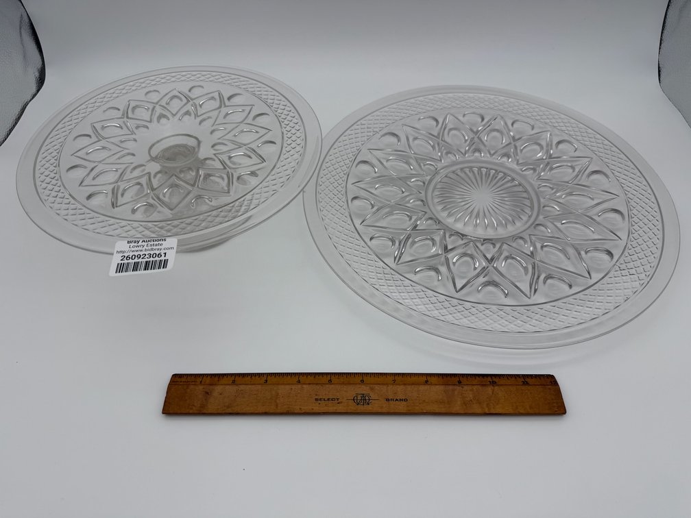 Lot of 2 Glass Cake Plates