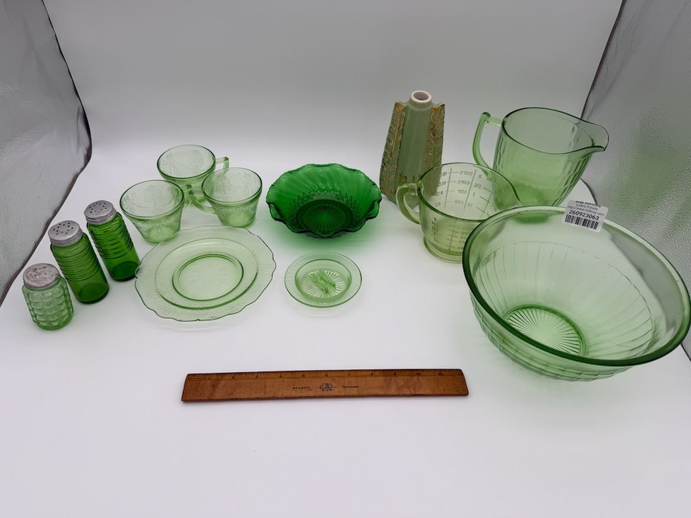 Lot of Misc. Green Glassware Pieces