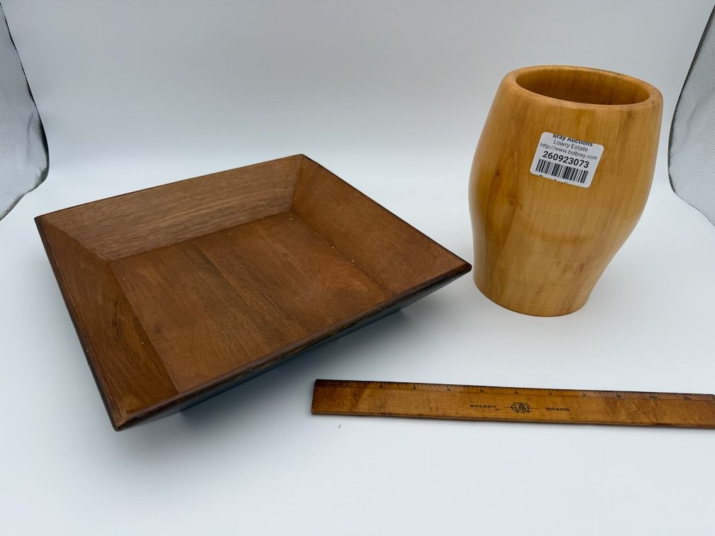 Wooden Bowl & Handmade "Tulip Tree Wood" Vase.