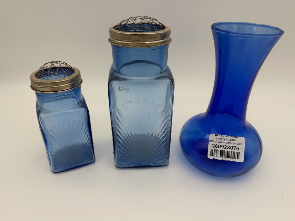 Set of 3 Blue Glass Vases