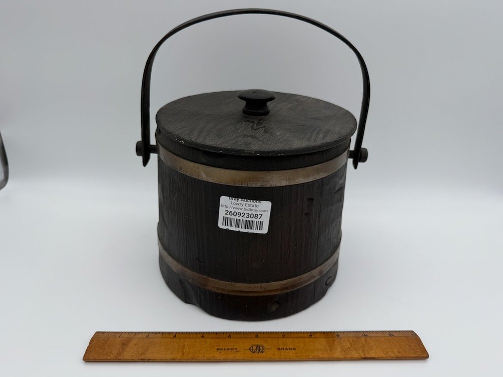 Antique Wooden Sugar Bucket W/ Lid
