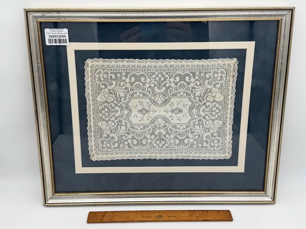 Vintage Framed Tatted Lace Doily