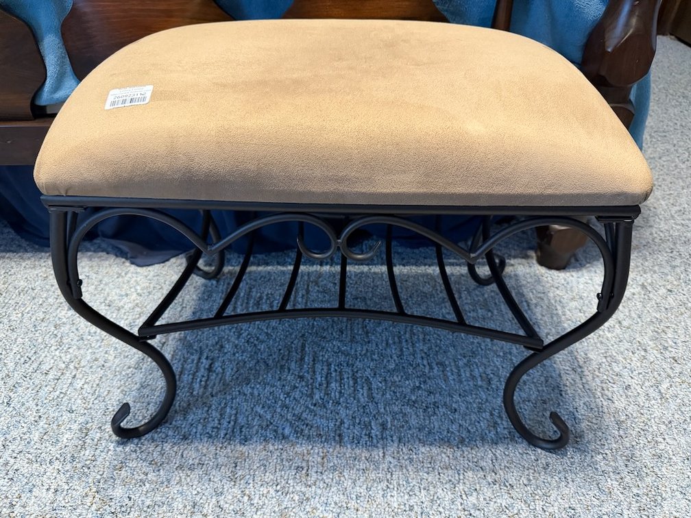 Decorative Metal Bench W/ Microfiber  Cushioned Top