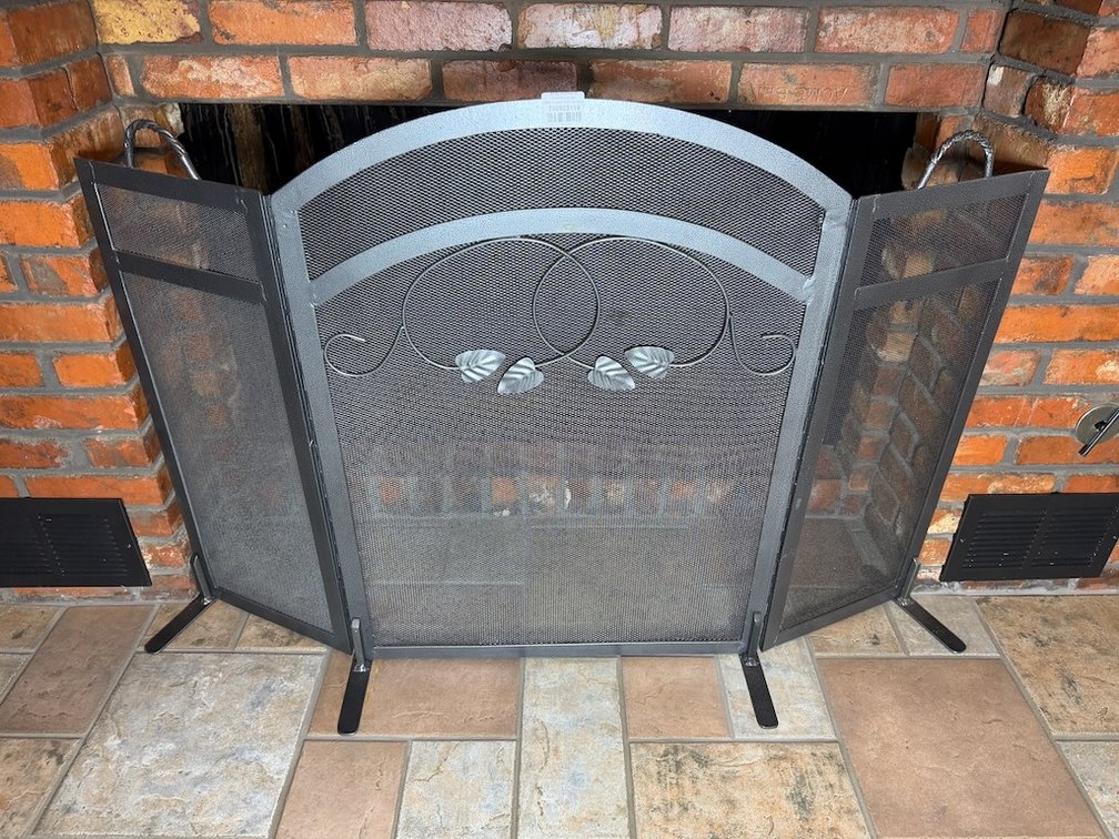 Metal Decorative 3-Panel Fireplace Screen
