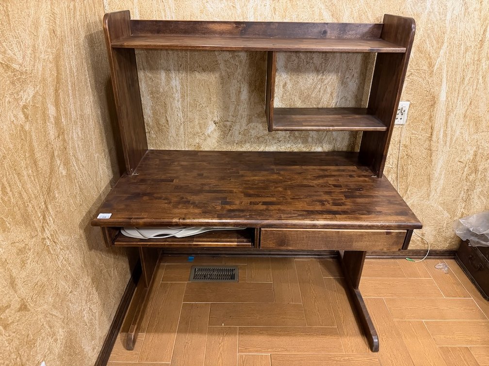 Solid Wood Computer Desk W/ Drawer & Keyboard Stand