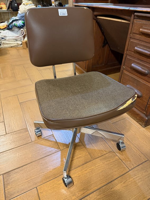 Vintage Rolling Adjustable Desk Chair W/ Chrome Base