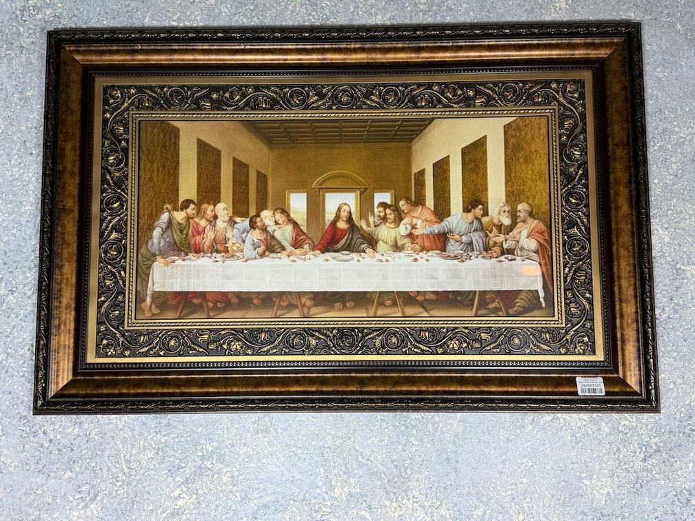 Large “Last Supper” Picture, Matted and Displayed in Ornate Frame