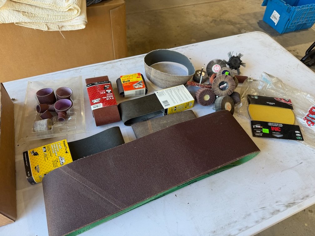 Lot of Various Size Sanding Belts, Rotary Brushed, Etc.
