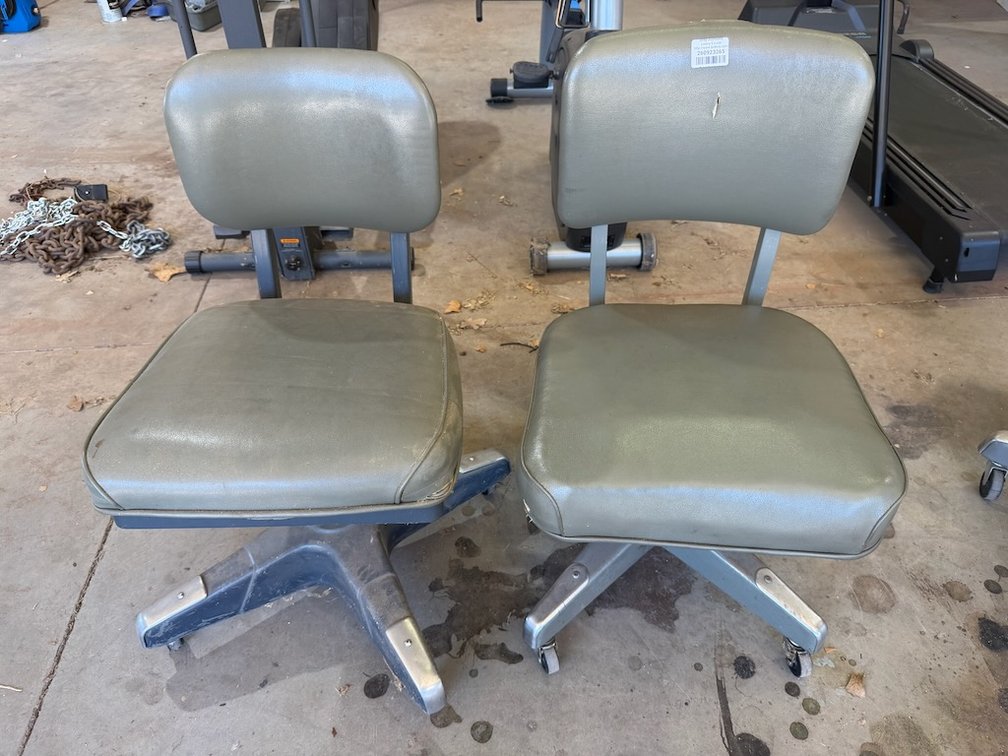 Lot of 2 Vintage Rolling Industrial Tanker Chairs