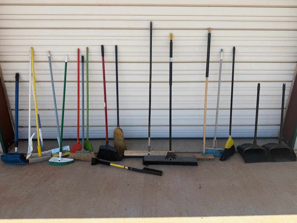Large Lot of Brooms & Dustpans