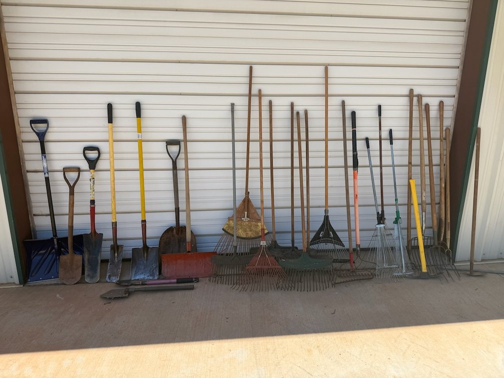 Large Lot of Various Shovels & Rakes