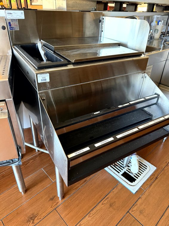Glastender IBA-24 Stainless 24” Main Line Ice Bin w/ Bottle Rack