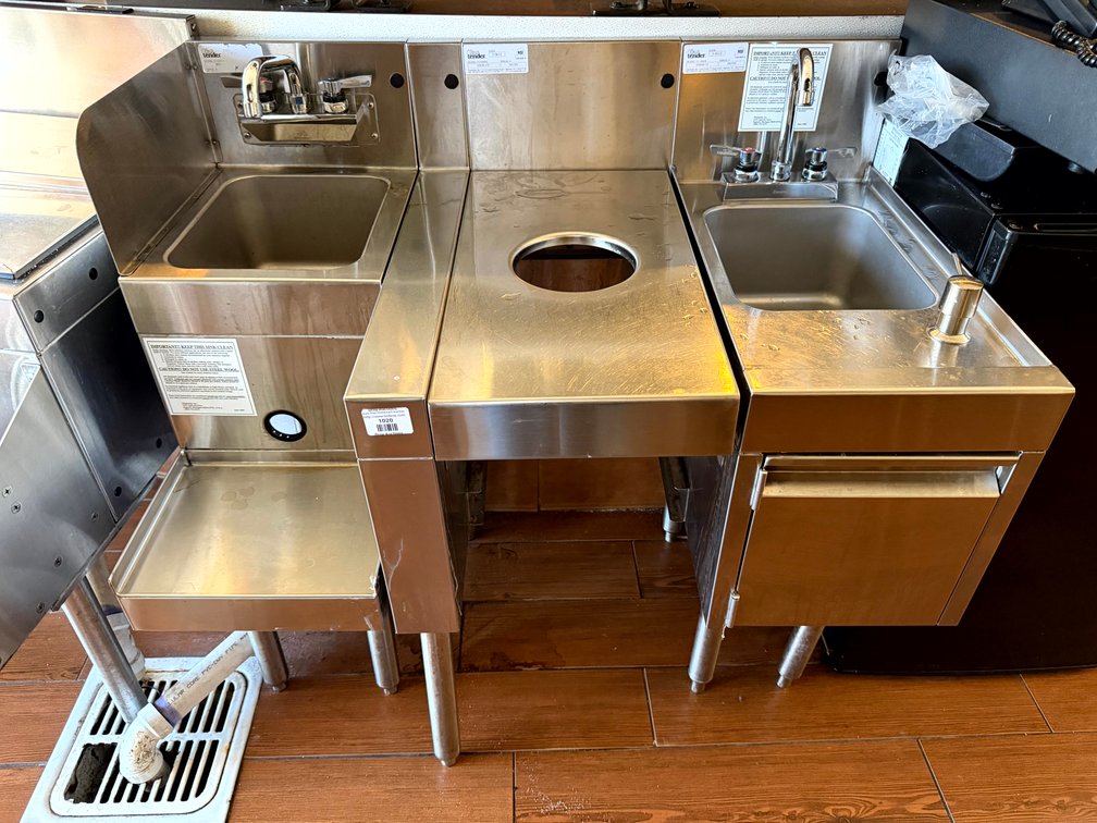 Glastender BSA-12 / DWB-15L / DHSB-12 Stainless Main Line Blender Station / Dry Waste Bin / Hand Sink