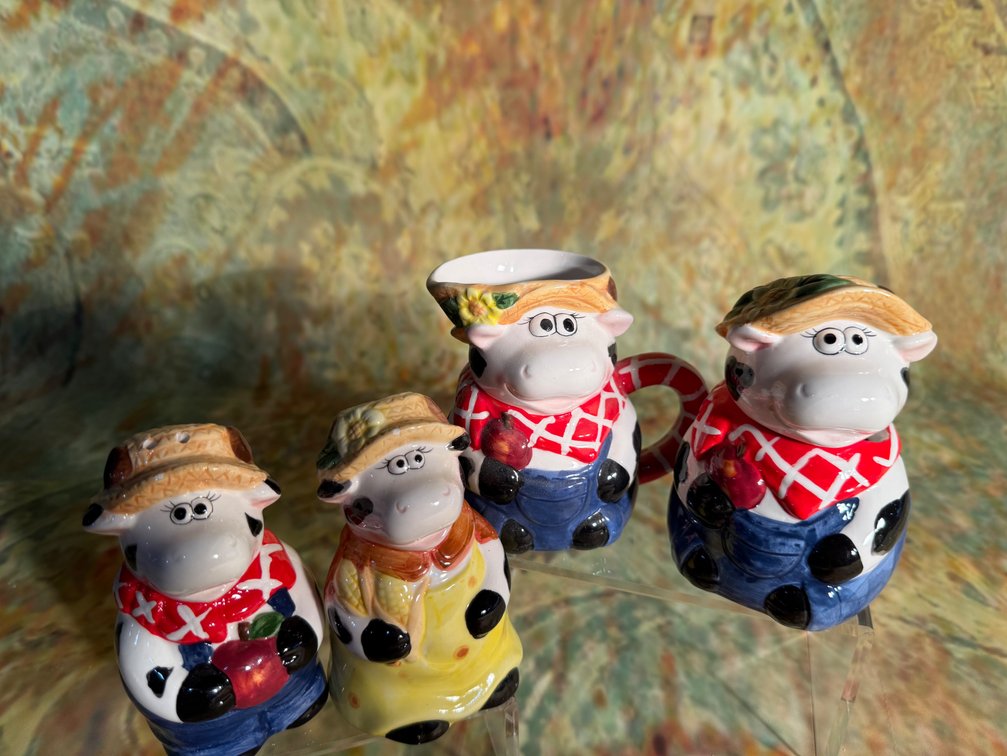 hand-painted ceramic Cow Farmer tableware set