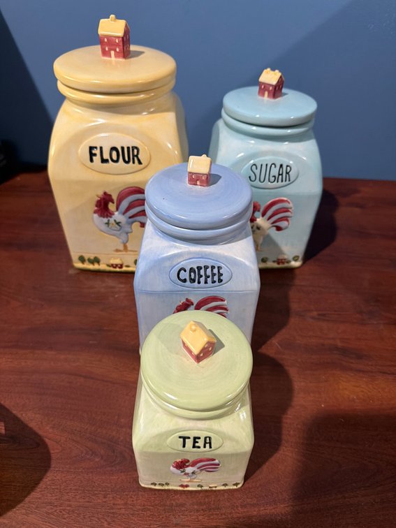 Vintage rooster canister set